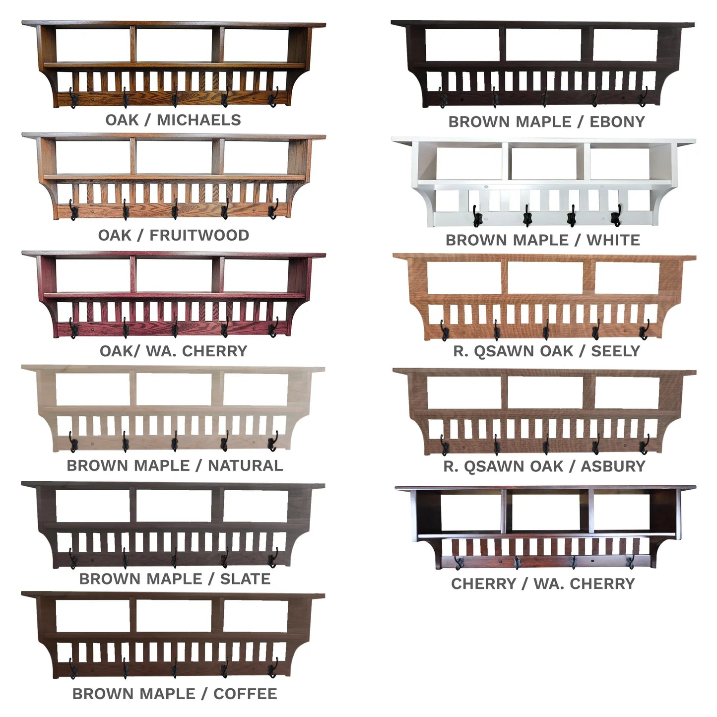 Mission Style Cubby Storage Coat Rack