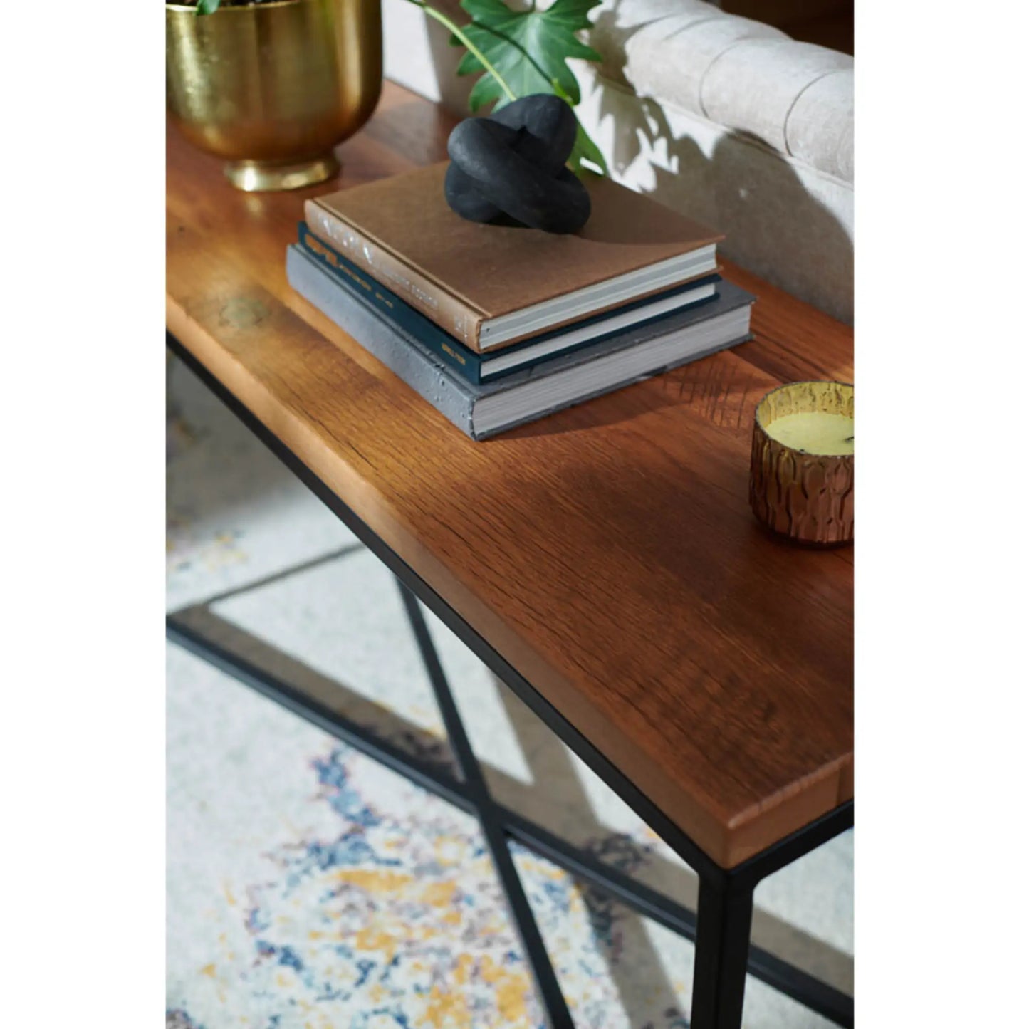 Close Up Modern Industrial Console Table