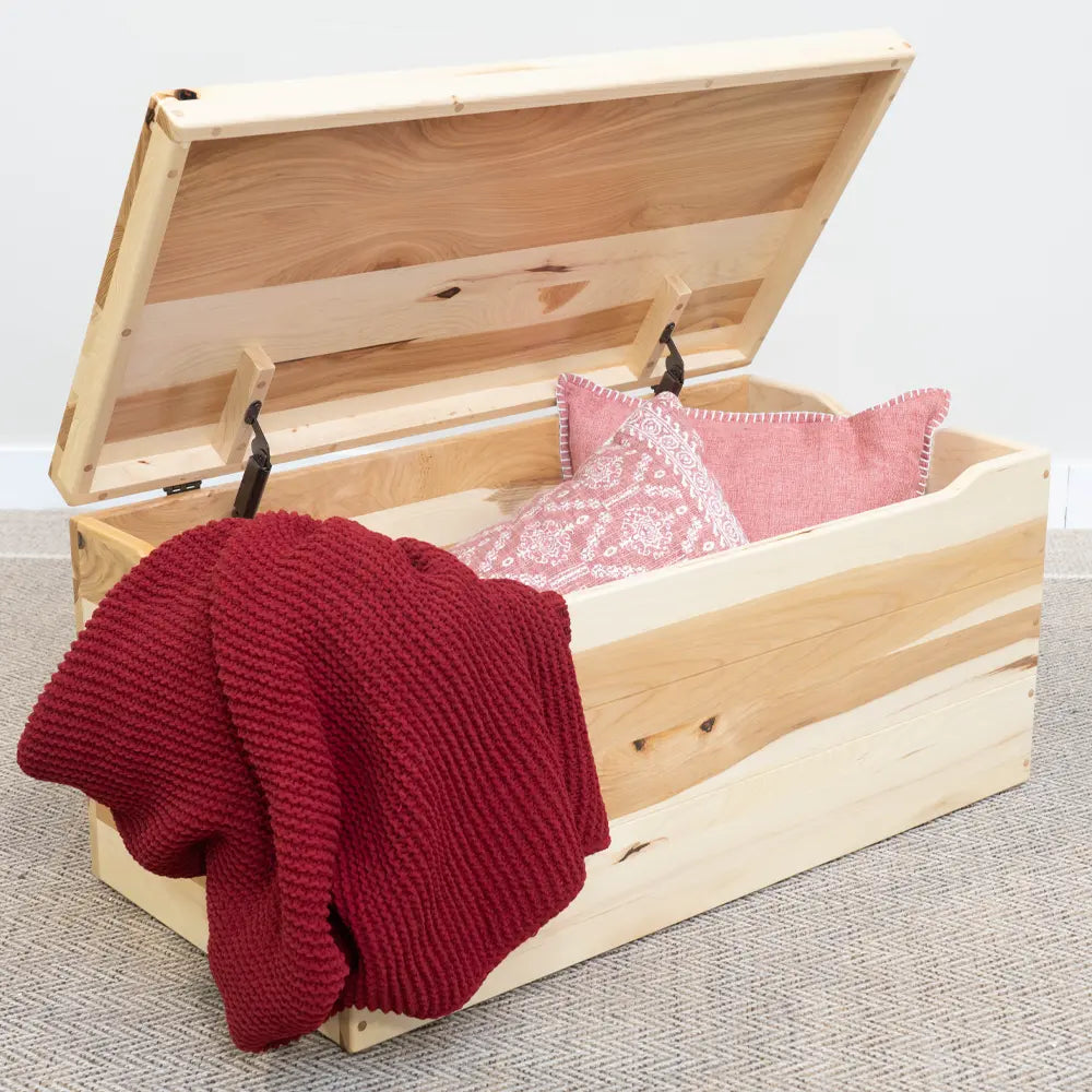 palmer storage chest, hickory wood, natural stain