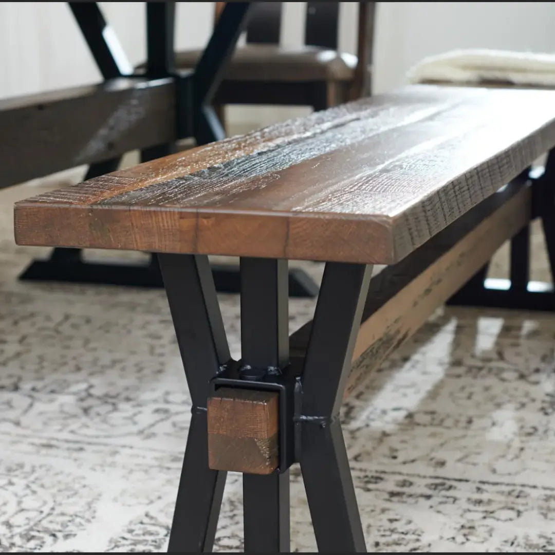 Paxton Rustic Industrial Wood Bench Details