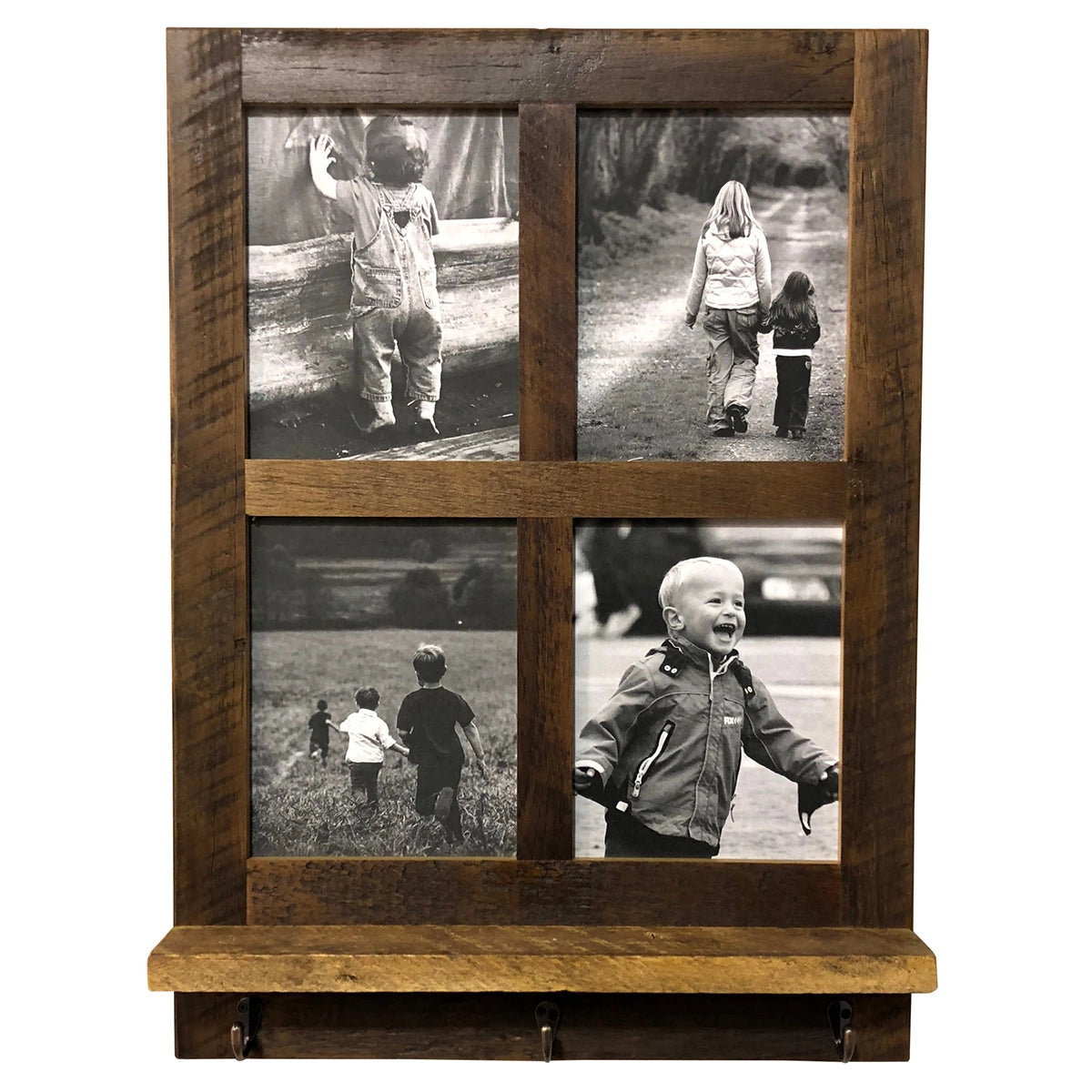 Reclaimed Wood 4 Pane Picture Frame Shelf Rustic Red Door