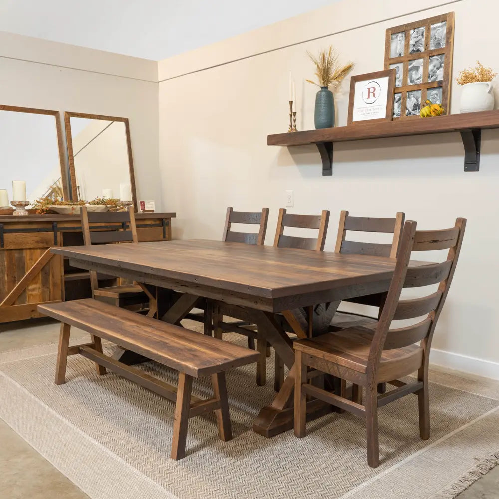 Reclaimed Barnwood Dining Table with Bench