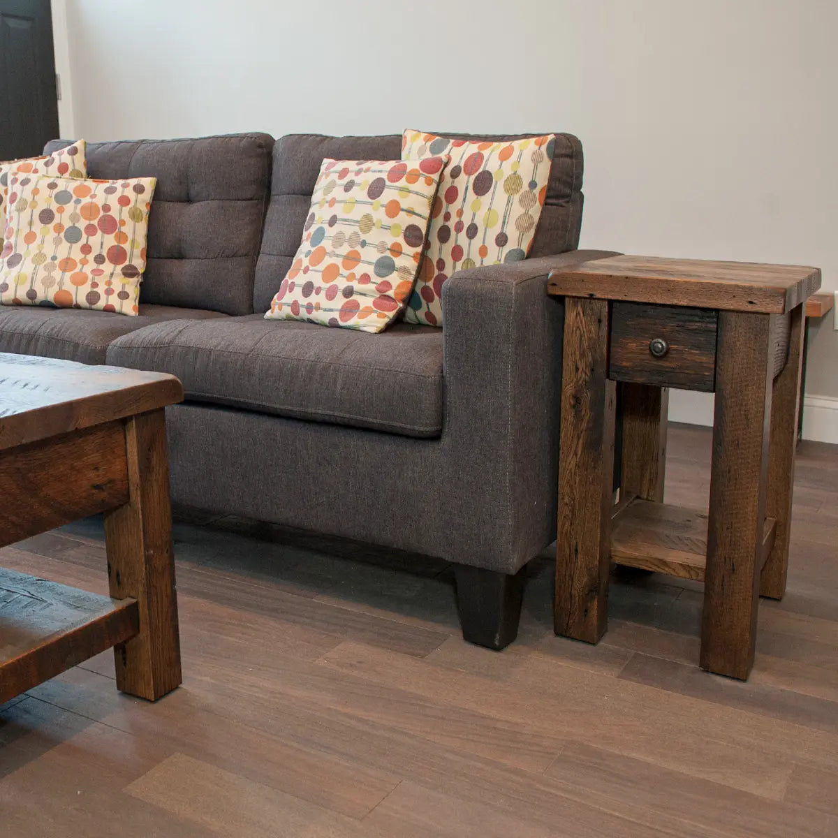 reclaimed oak side table