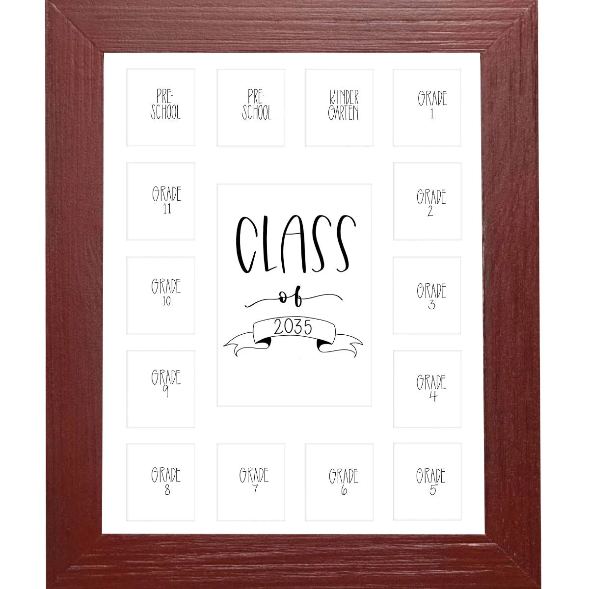 11x14 Red School Picture Frame, White Mat