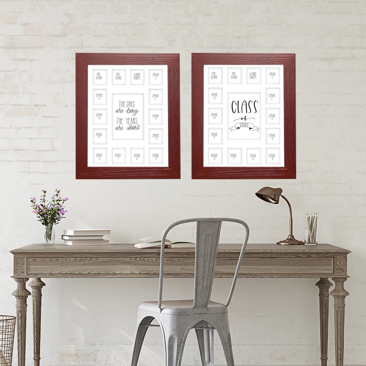 11x14 Red School Picture Frame, White Mat