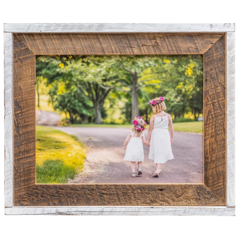 11x14 White and Barnwood Picture Frame