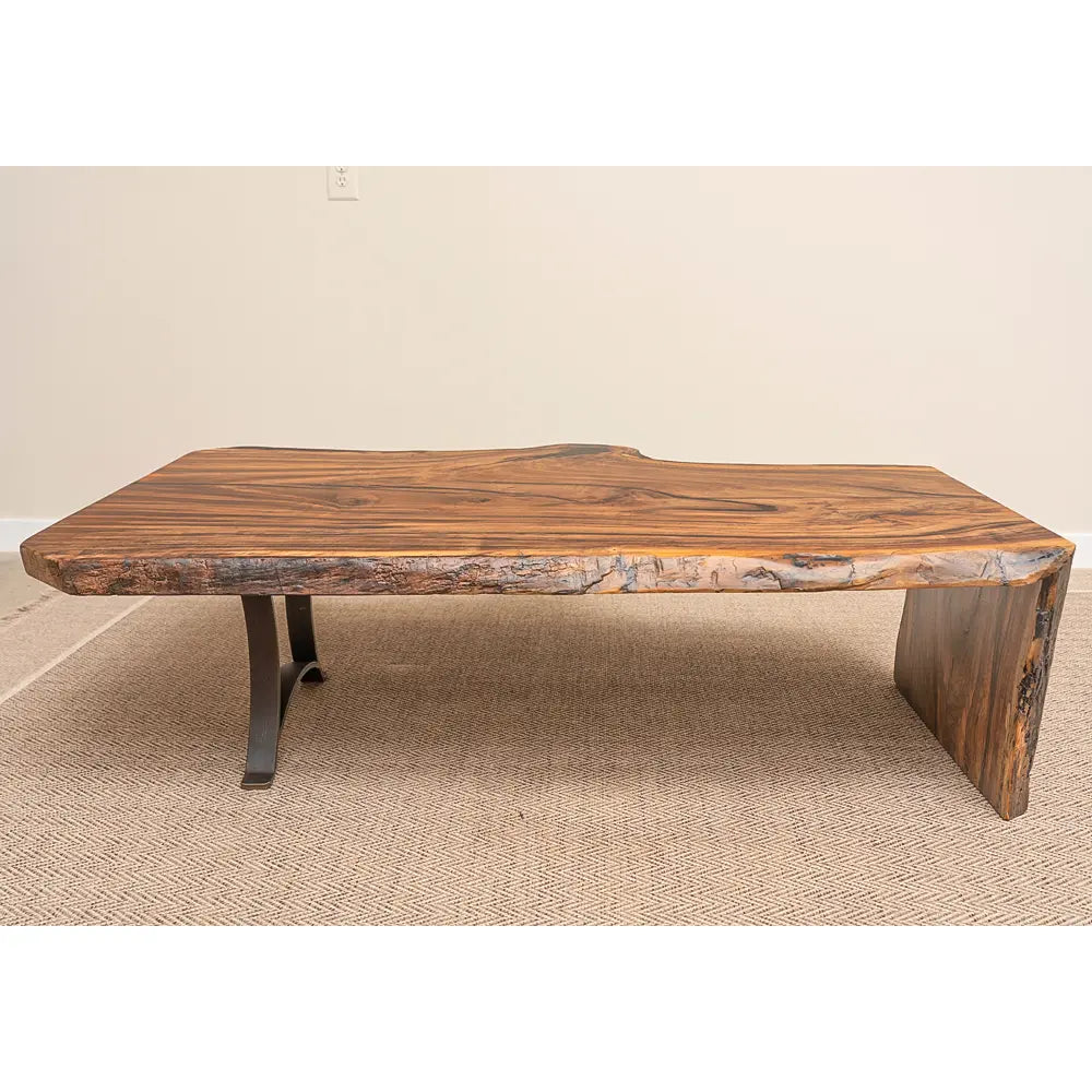 62" English Walnut Waterfall Live Edge Coffee Table