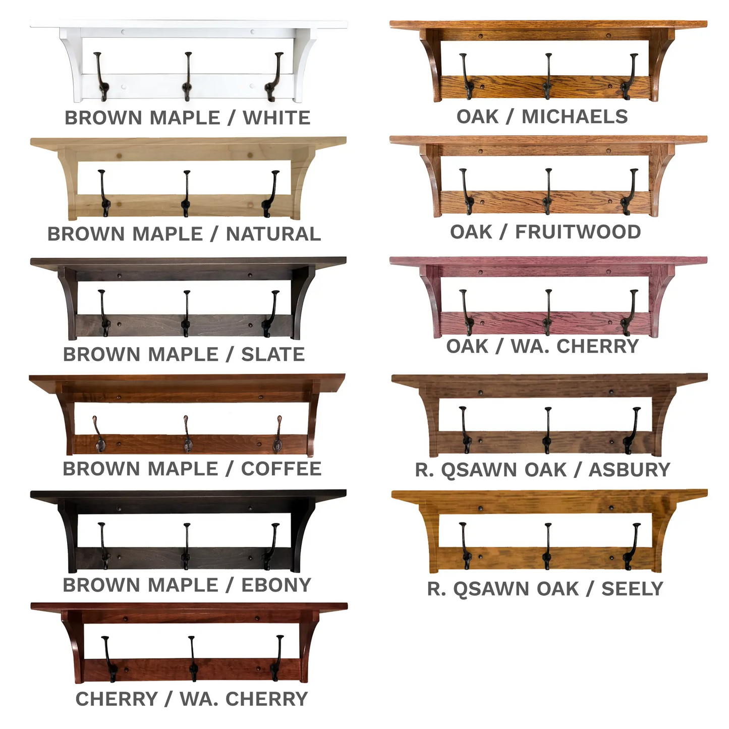 Shaker Wall Mounted Coat Rack with Shelf