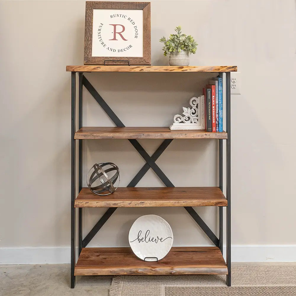 walnut live edge book shelf
