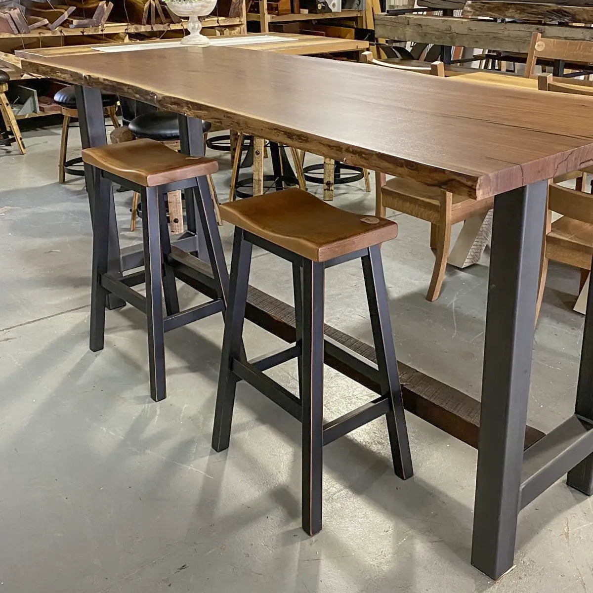 Backless Walnut Bar Stools