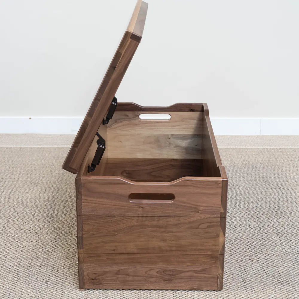 walnut blanket box, open