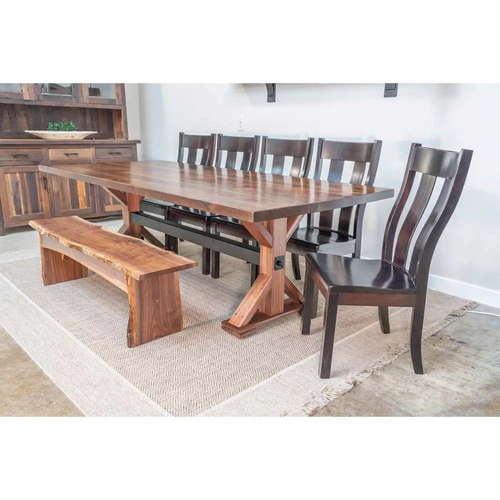Walnut Farmhouse Dining Table, Trestle Base