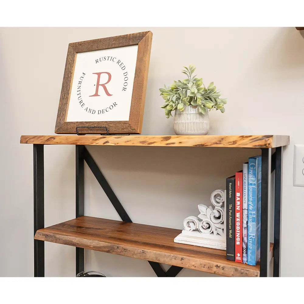 walnut live edge bookshelf