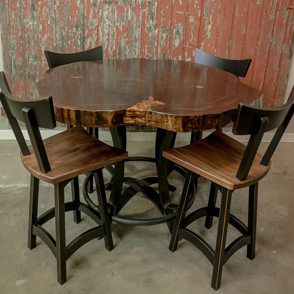 Walnut Swivel Bar Stools, Brown Maple Base