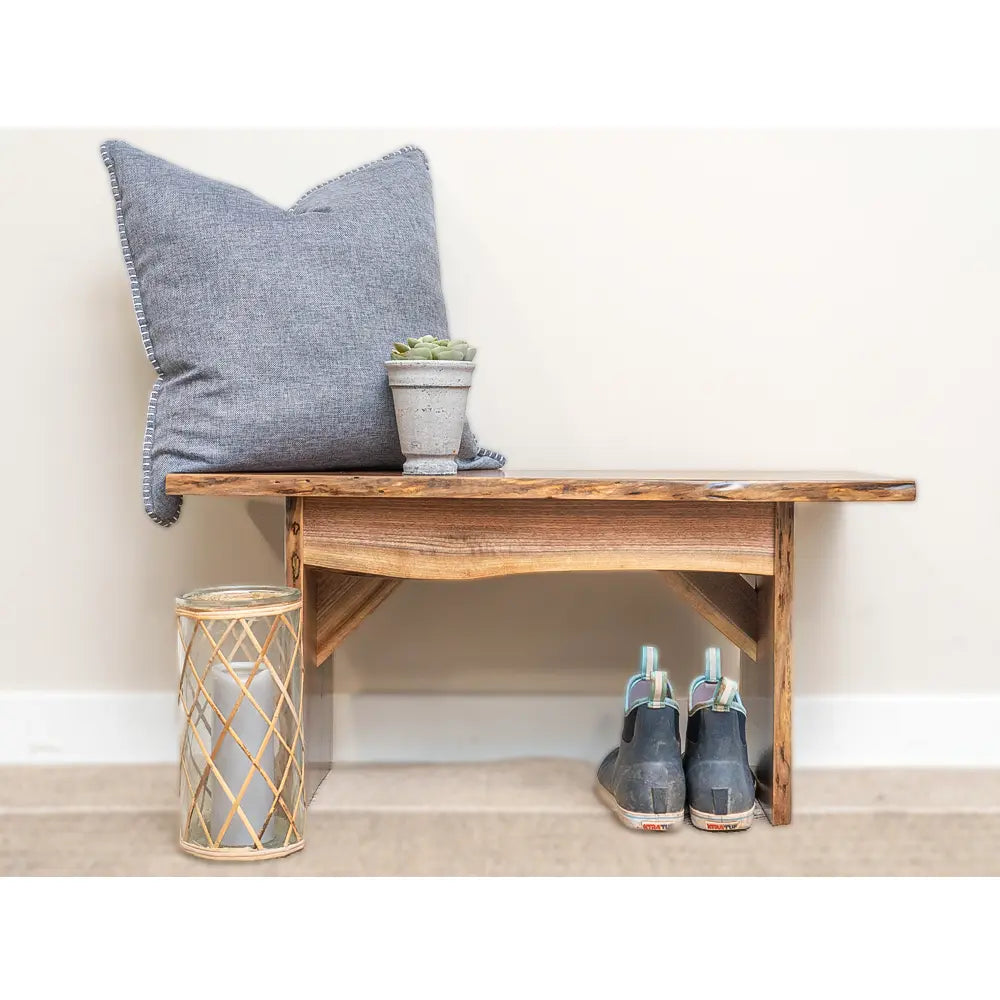 front, walnut wood live edge bench