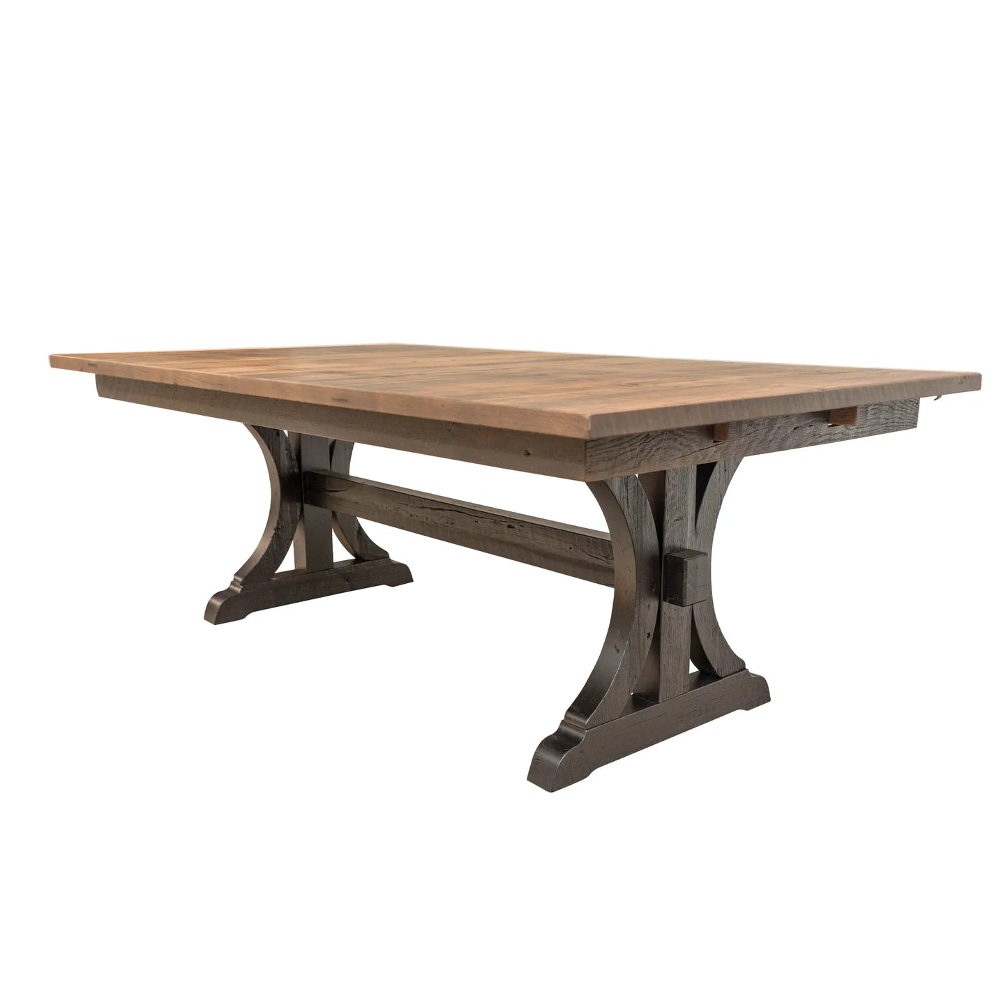 Wexway Barnwood Dining Table, Short Plank, Ebony Base