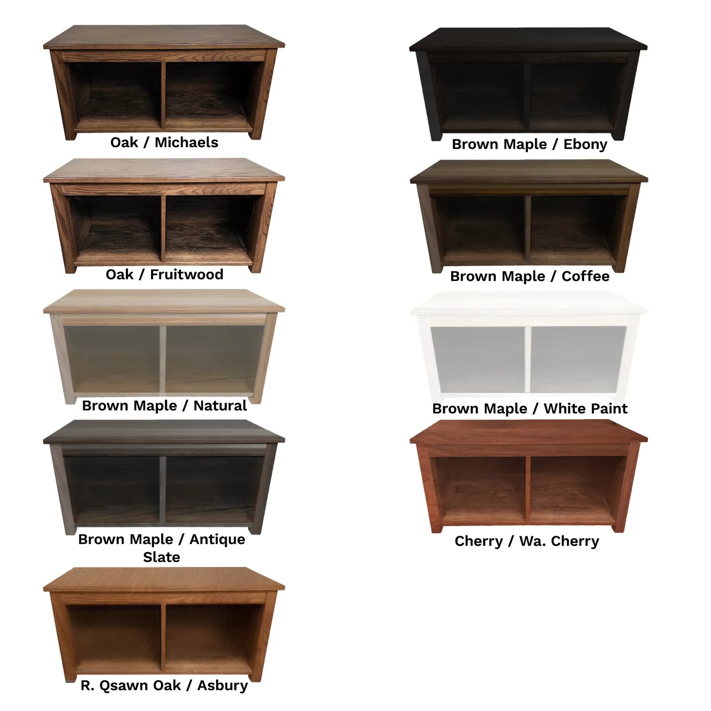 Wood Cubby Storage Bench Color Options