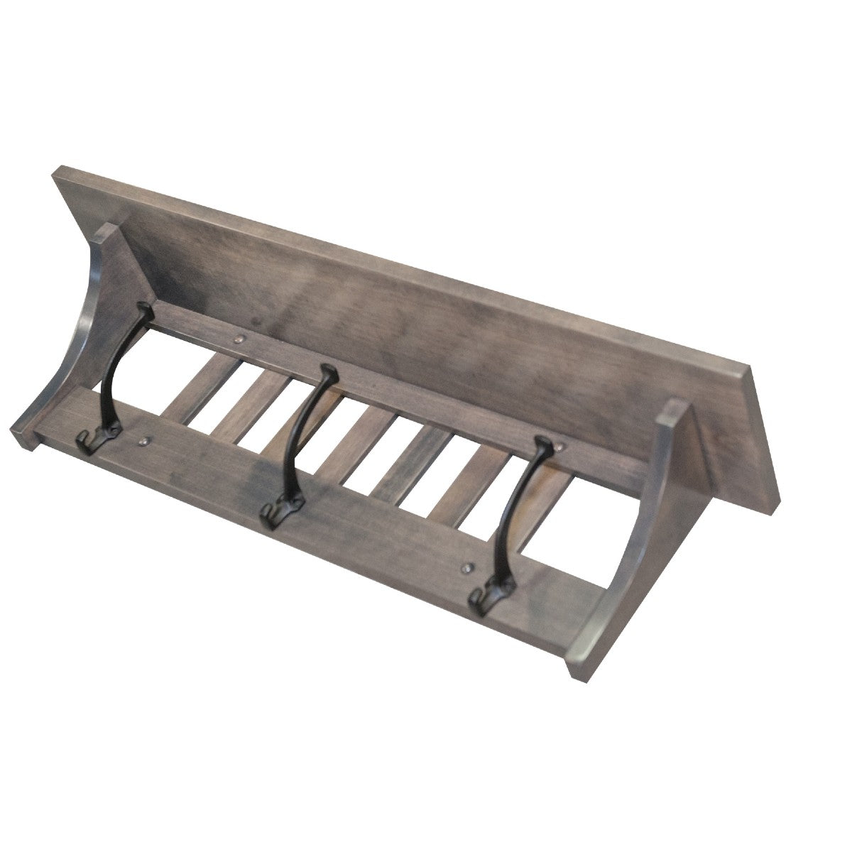 3 Hook Mission Style Coat Rack with Shelf