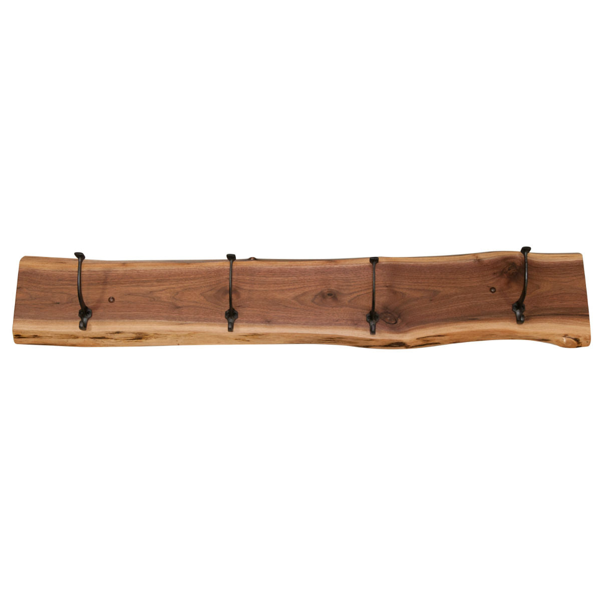 4 hook live edge walnut coat rack