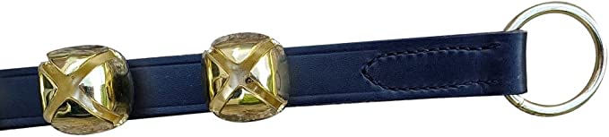 30" Black Leather Strip with Ring Handle, 10 Brass Bells