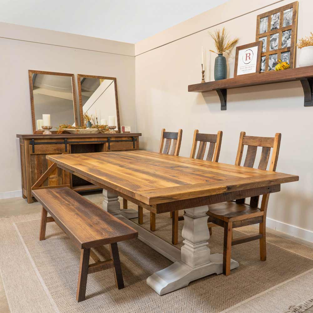 solid wood dining table farmhouse style