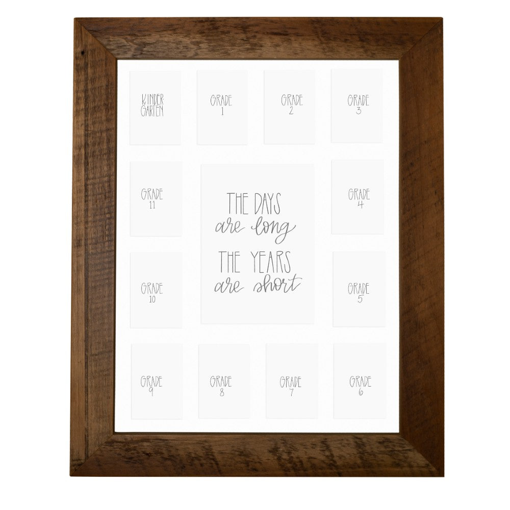 school year pictures in barnwood frame with white mat