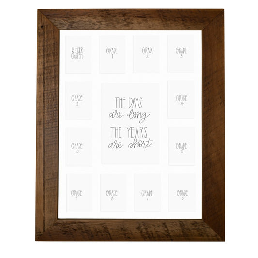 school year pictures in barnwood frame with white mat