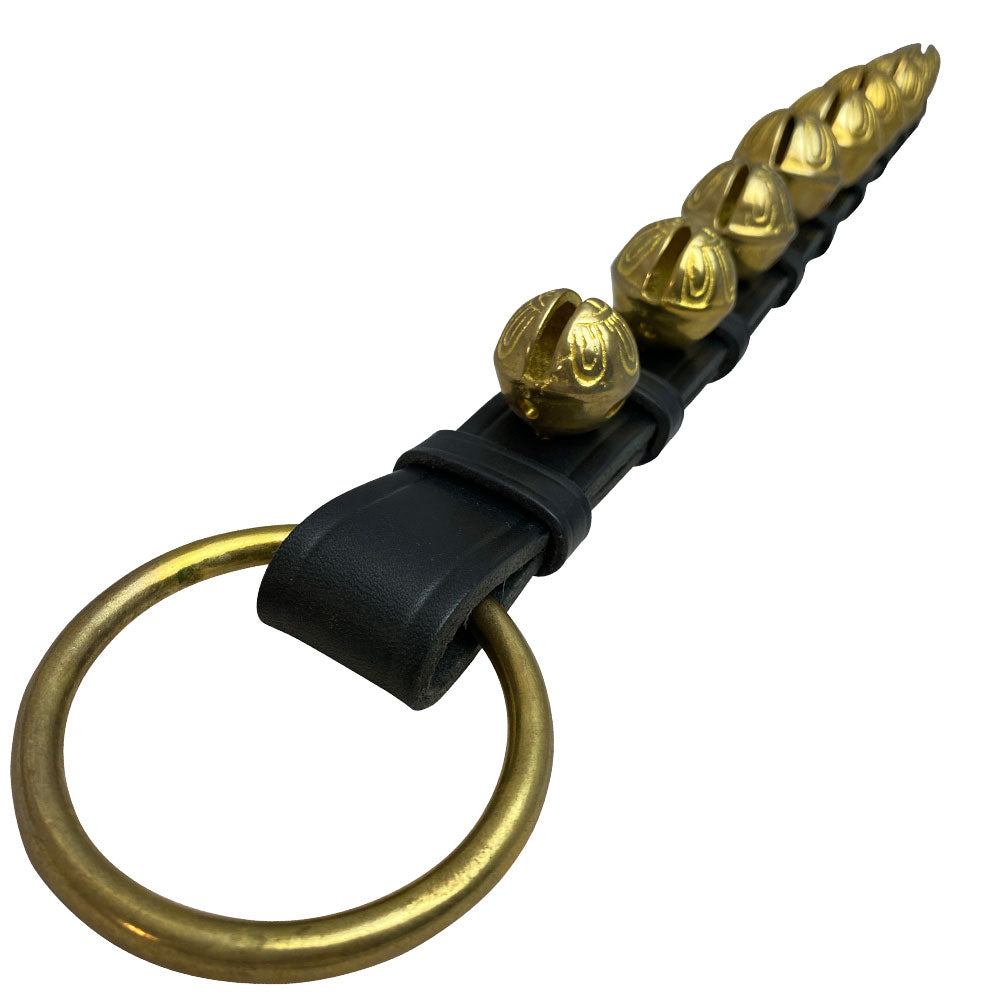 black leather with brass bells