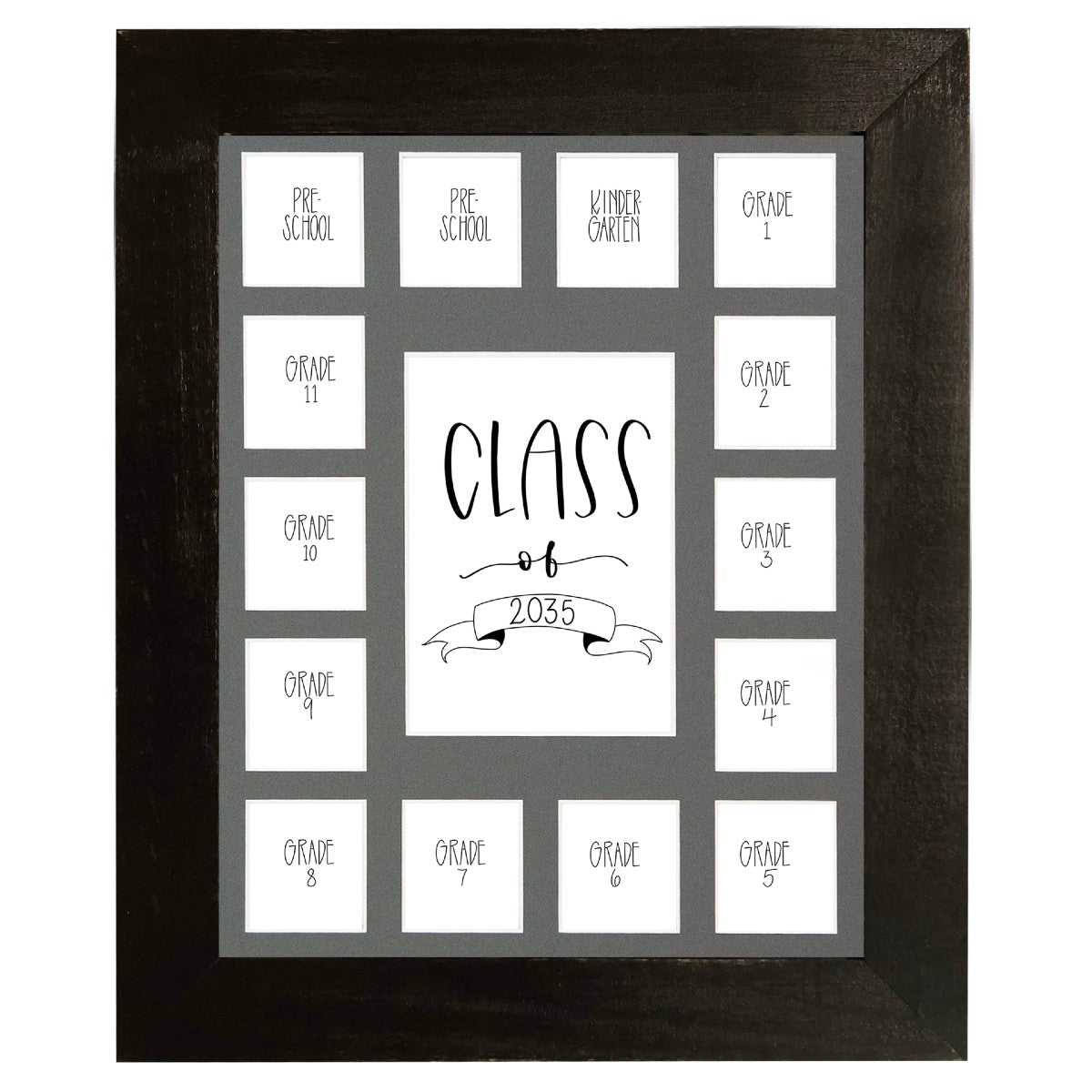 Black Wood Frame and Gray Mat School Pictures