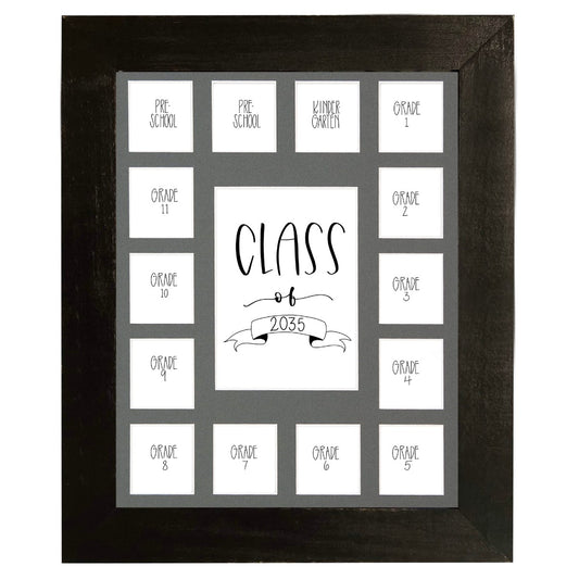 Black Wood Frame and Gray Mat School Pictures