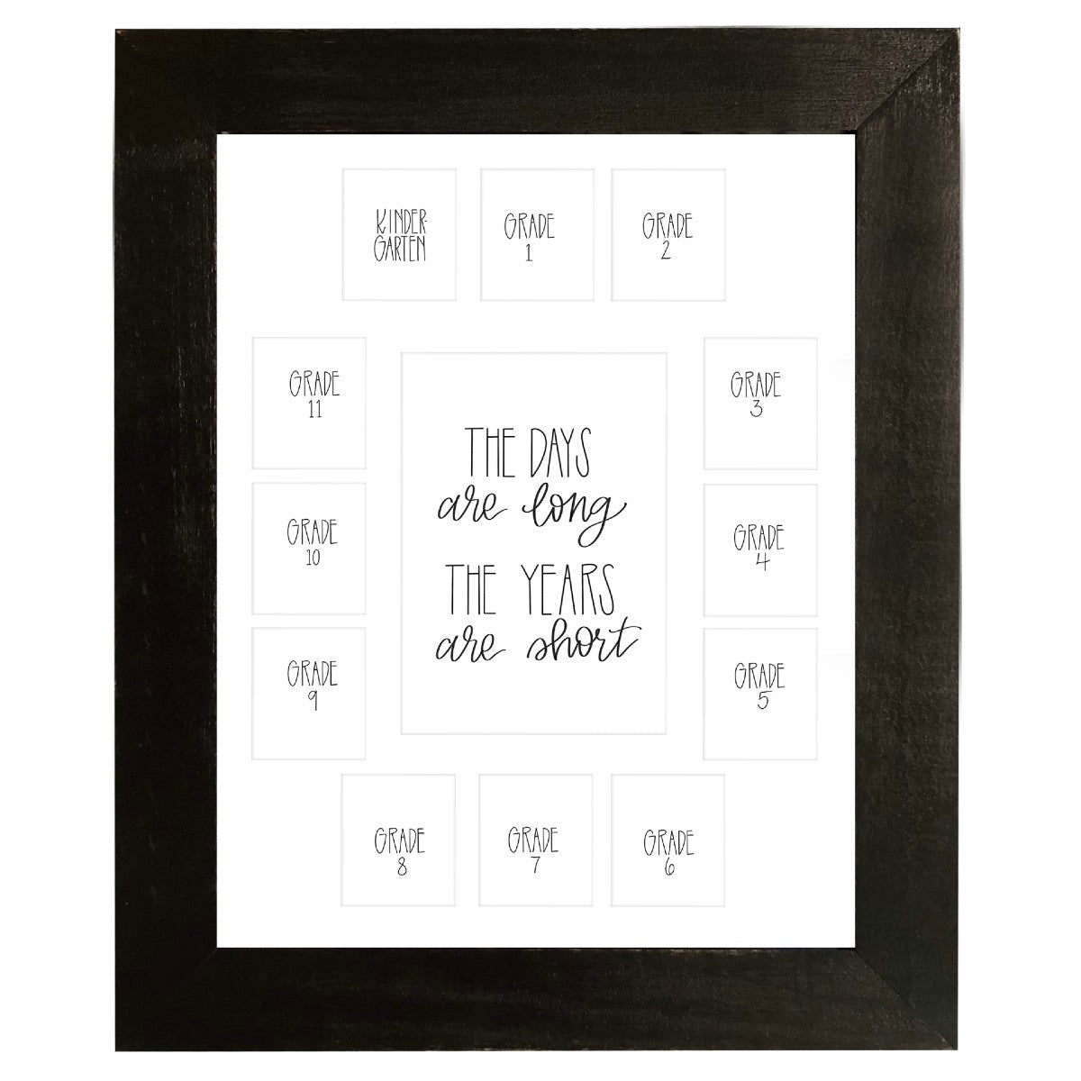 Black wood frame white mat school pictures 13 openings