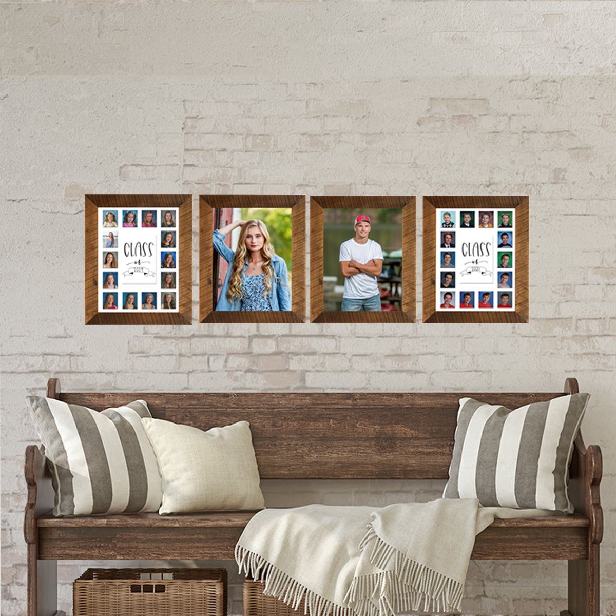 school year photo on wall in barnwood frame