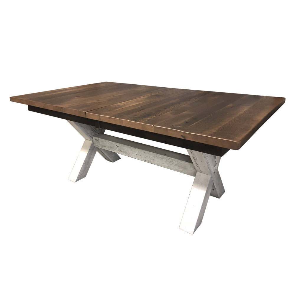 72" Foster Extendable Reclaimed Barnwood Dining Table, 4 Middle Leaves