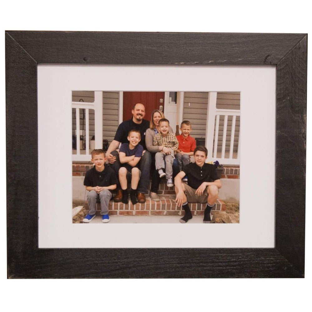 11x14 Black Distressed Frame, White Mat