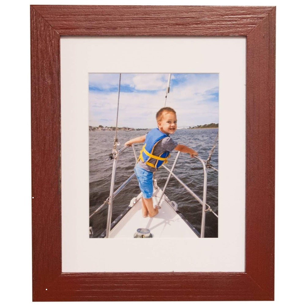11x14 Red Distressed Frame, White Mat
