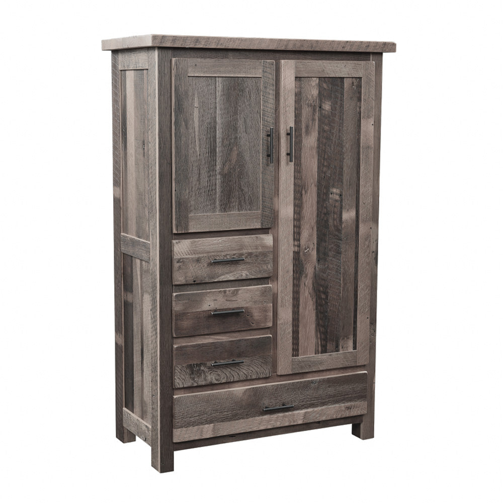 Fullerton Reclaimed Barnwood Armoire, Gray/Antique Slate Stain