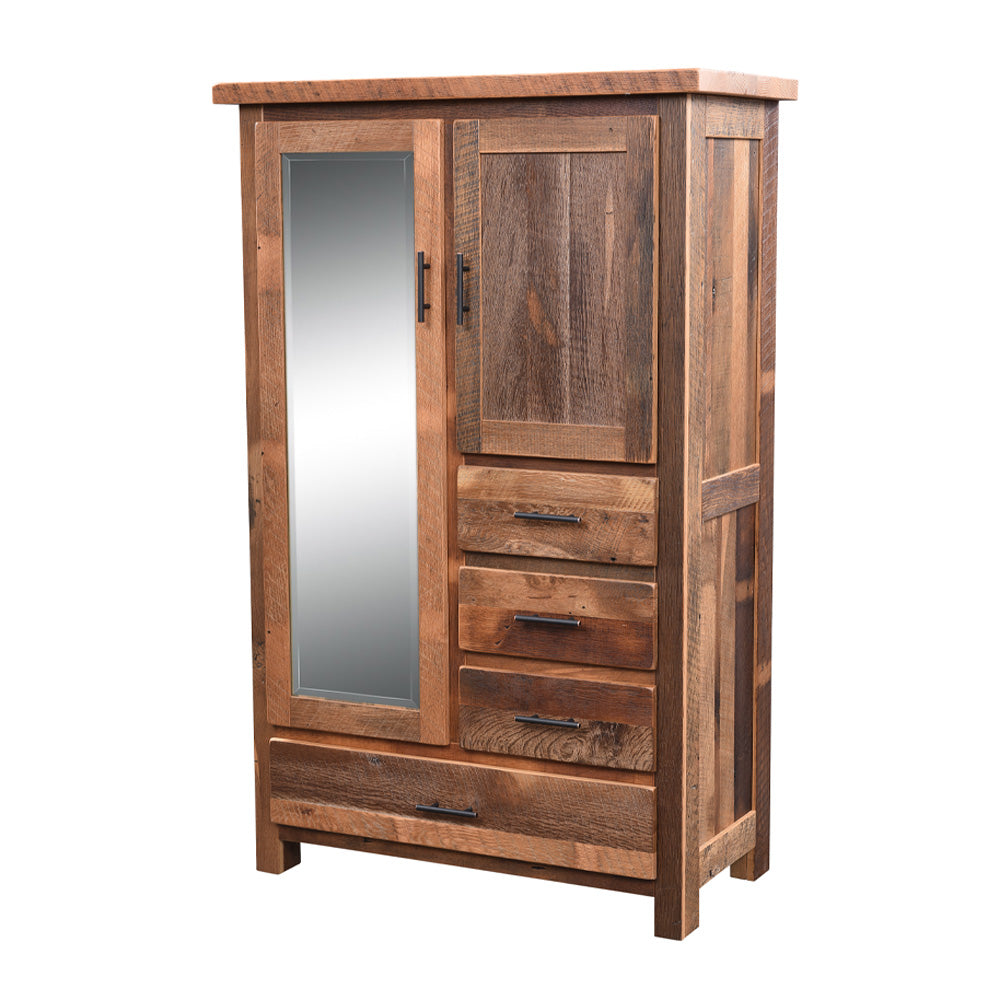 Fullerton Reclaimed Barnwood Armoire With Mirror