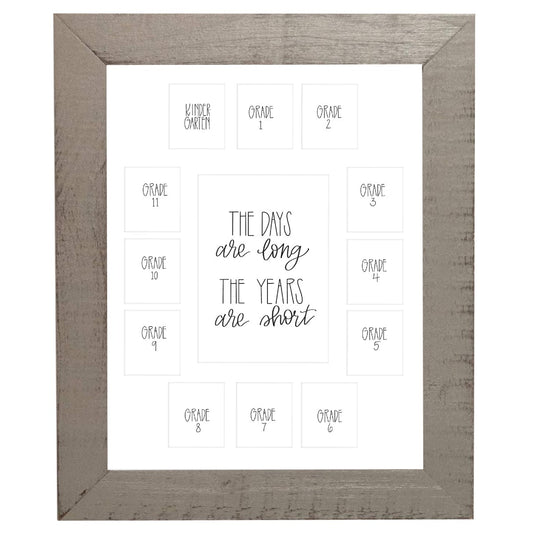 School Picture Frame, Grey Frame, White Mat, Pick Number of Openings & Middle Artwork - Rustic Red Door Co.