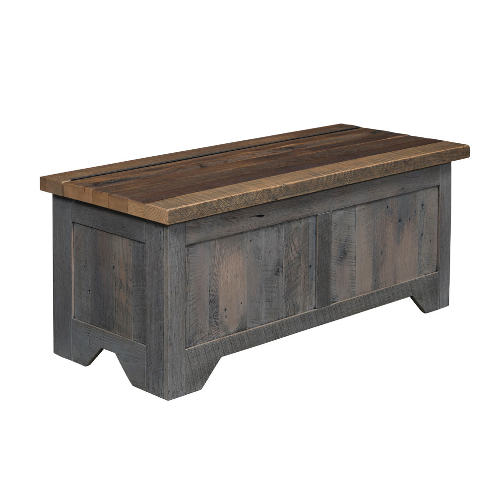 Lander Farmhouse Blanket Chest, Reclaimed Wood, Antique Slate Stain