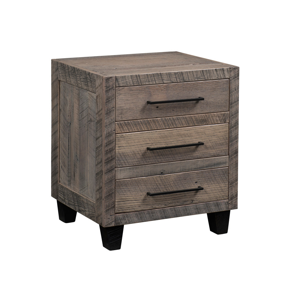 Marian Modern Rustic Nightstand, Antique Slate, 3 Drawers