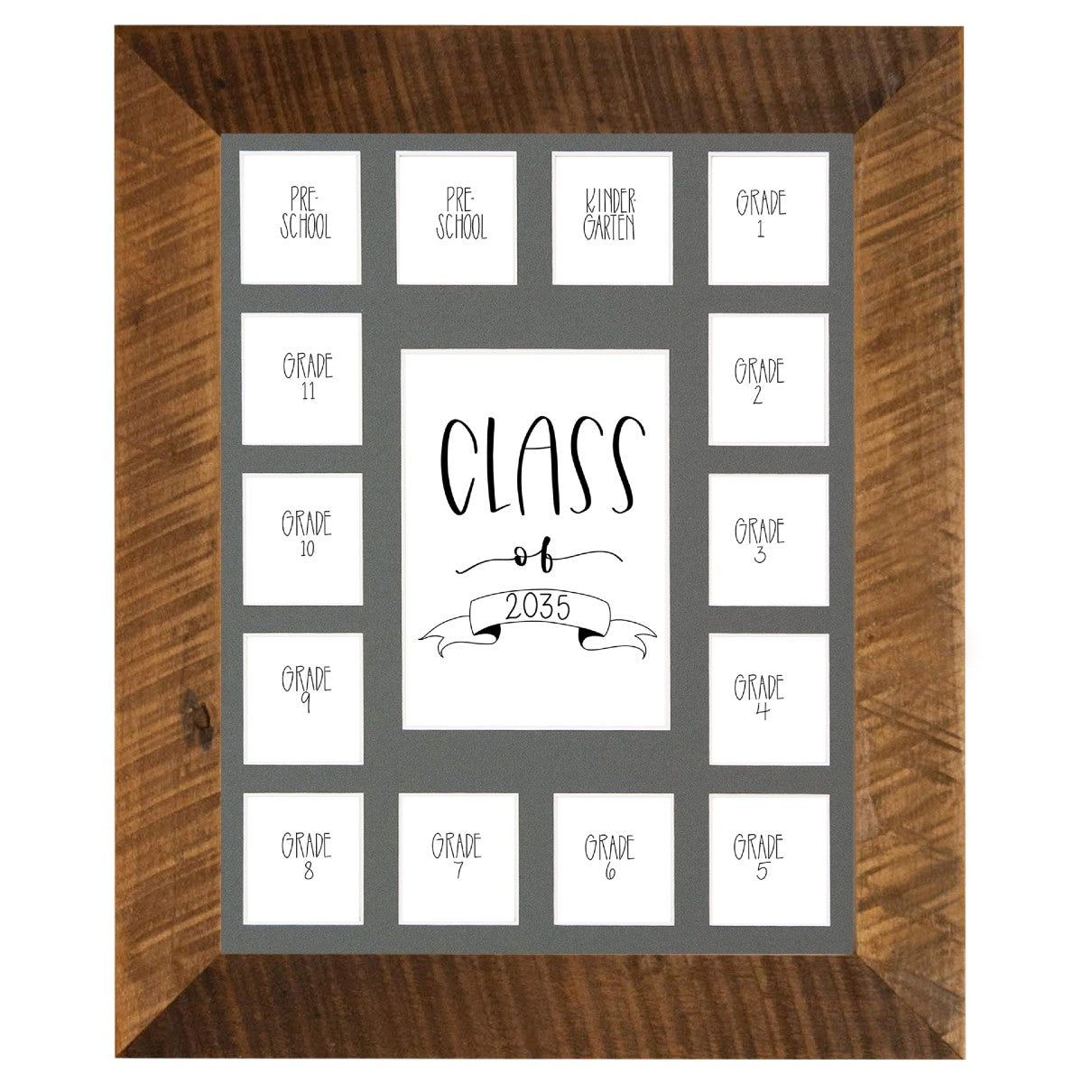 school year photo gray mat wood frame