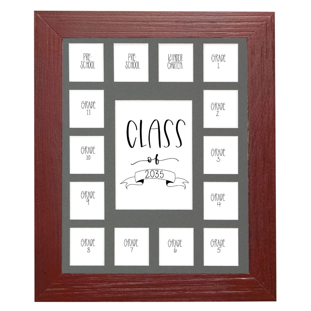 Red Frame Gray Mat School Year Photos