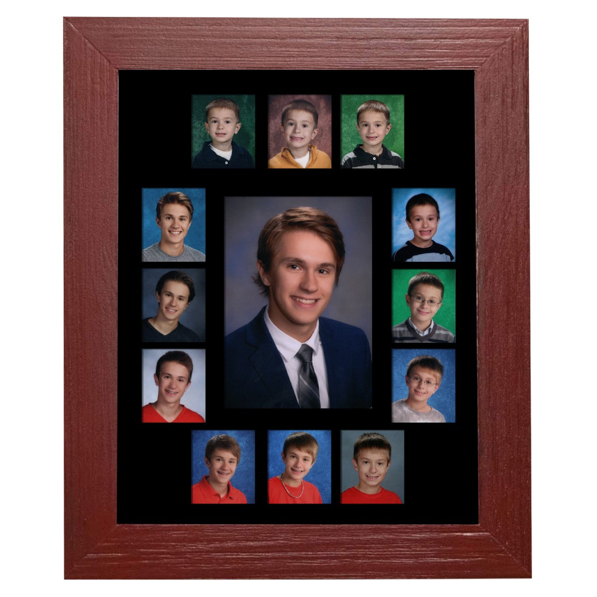 Red Frame Black Mat School Year Photos 13 openings