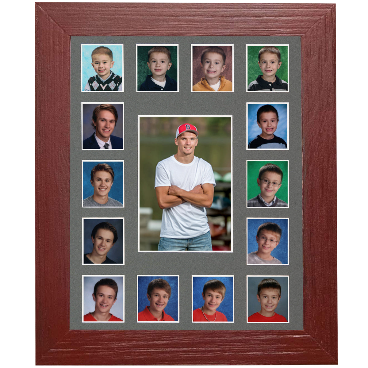 Red Frame Gray Mat School Year Photos