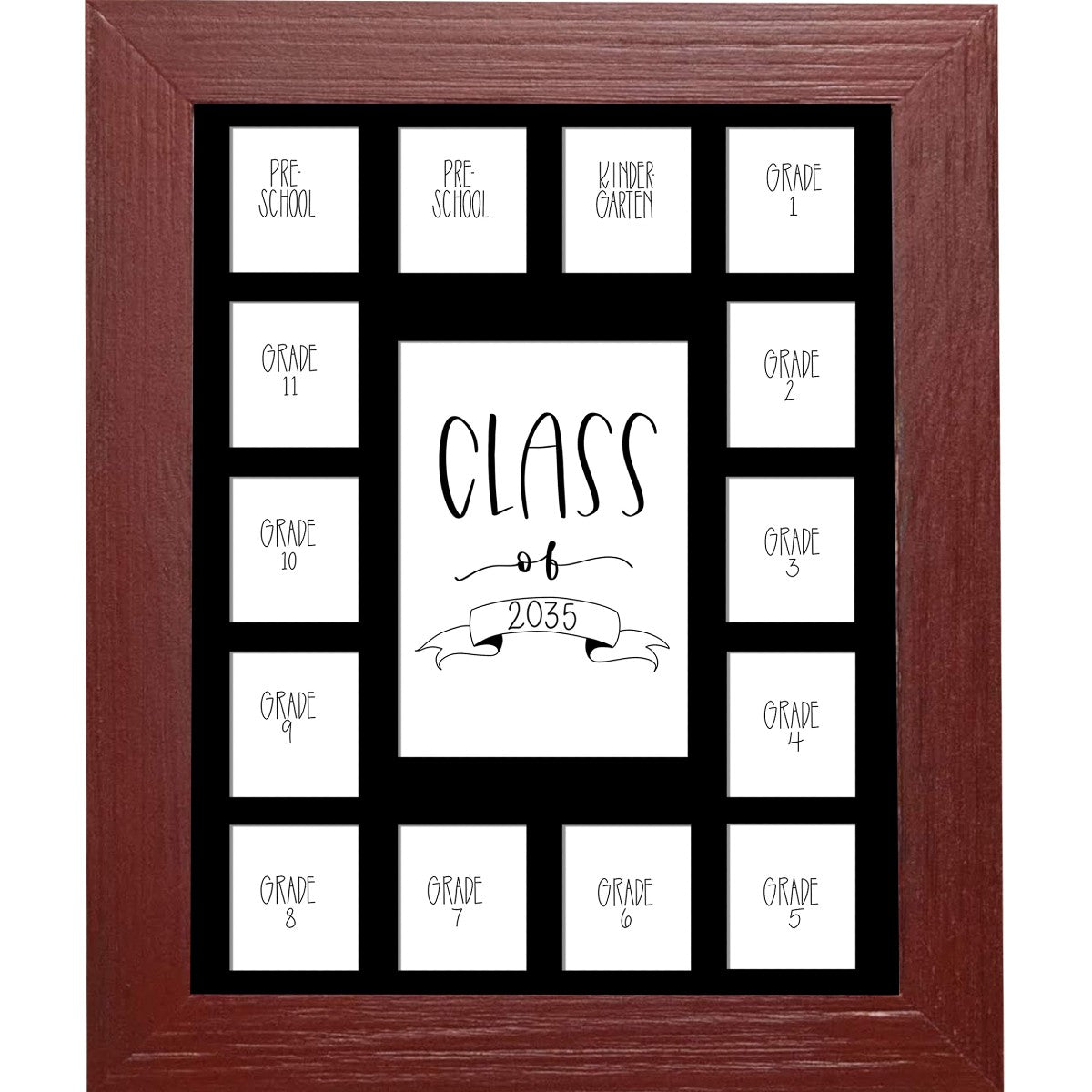 Red Frame Black Mat School Year Photos