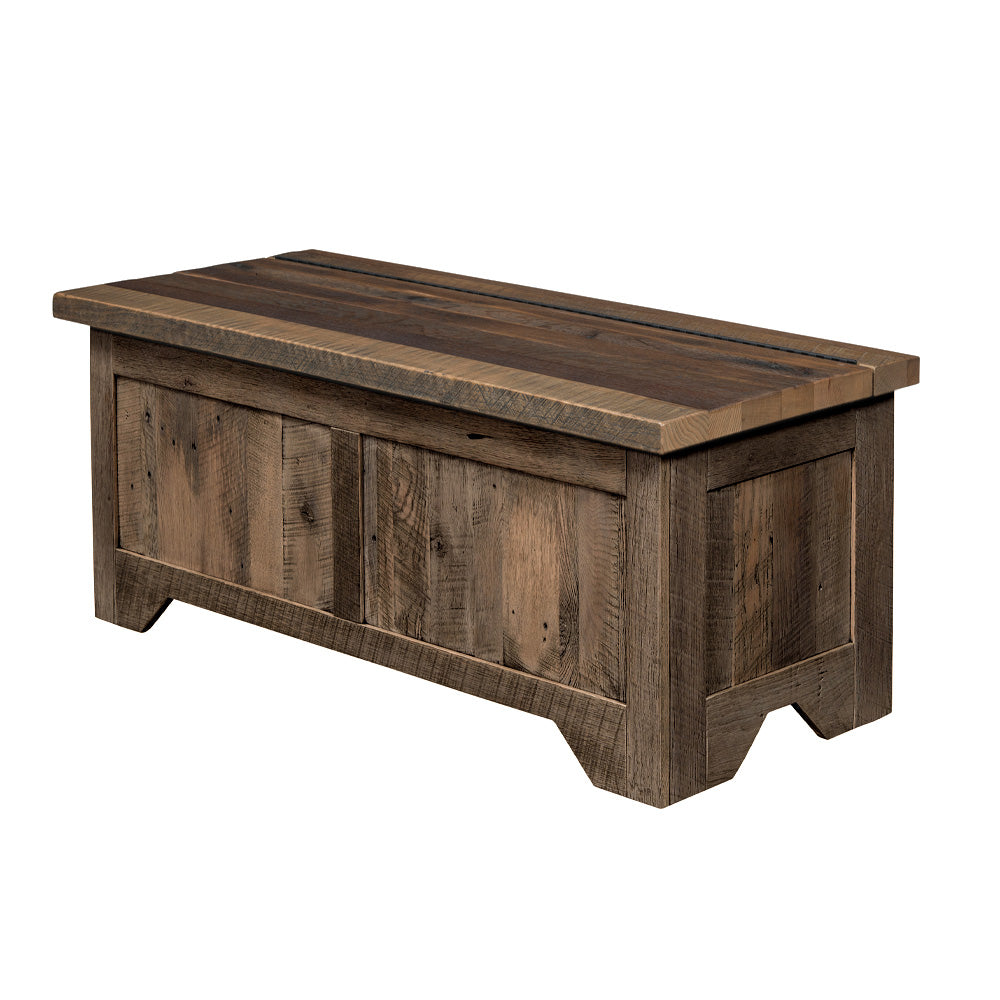 Lander Farmhouse Reclaimed Barnwood Blanket Chest, Provincial Stain