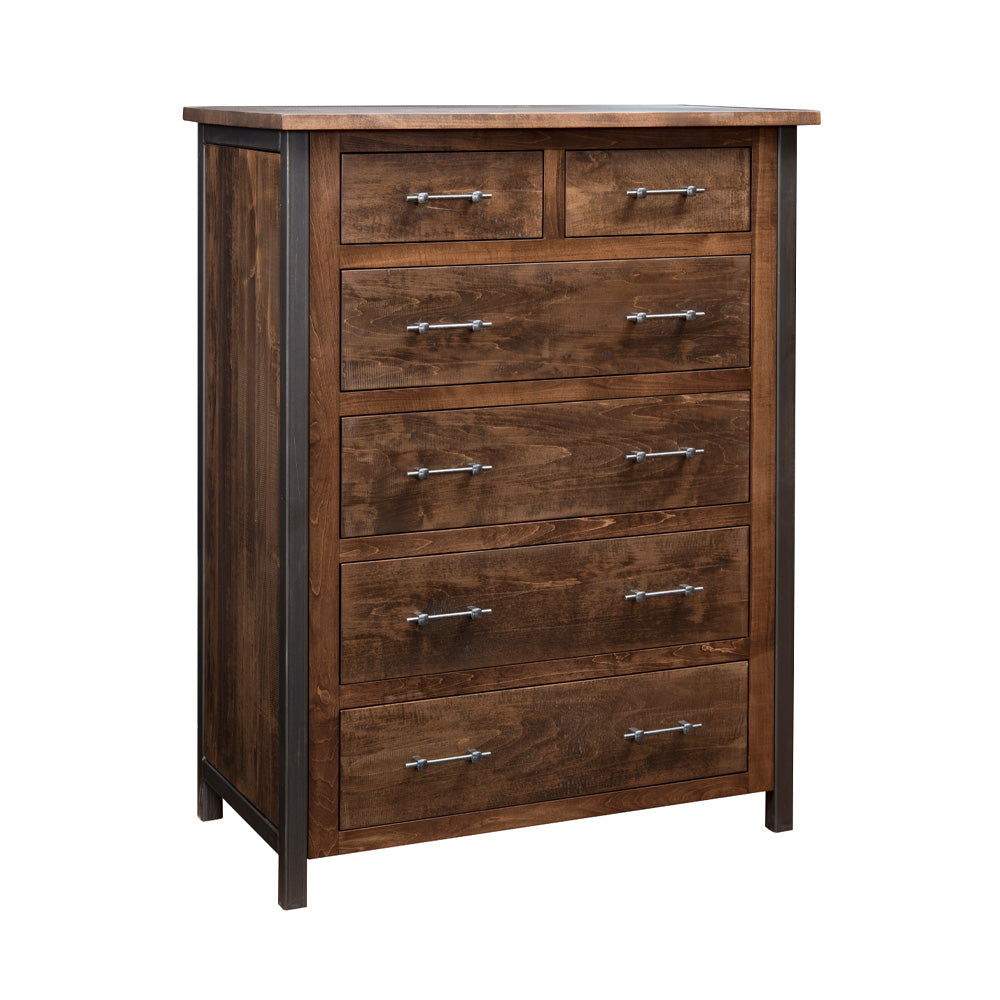 Rustic Metal Dresser, Brown Maple, Hillside Finish