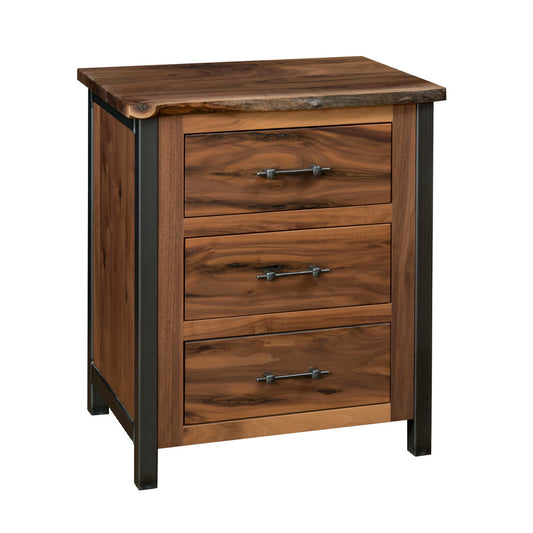 Silverton Walnut Live Edge Nightstand, 3 Drawers