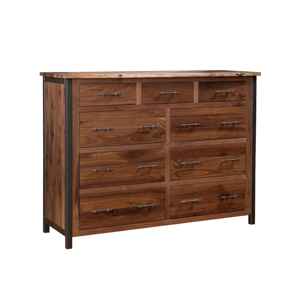 Silverton 9 Drawer Live Edge Walnut Dresser