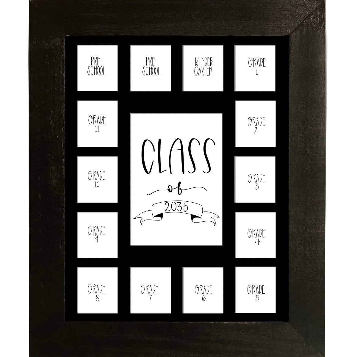 Black Frame Black Mat School Year Photos